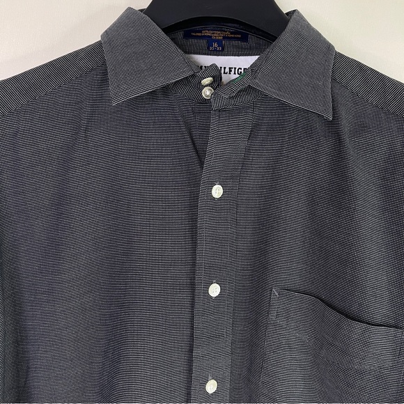 Tommy Hilfiger Men’s Long Sleeve Dress Shirt Size 16 32-33 Black 100% Cotton - Picture 8 of 12